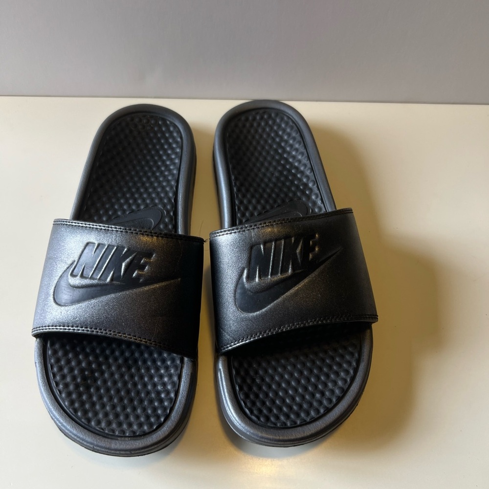 Nike Black Slide Sandals with Embossed Logo